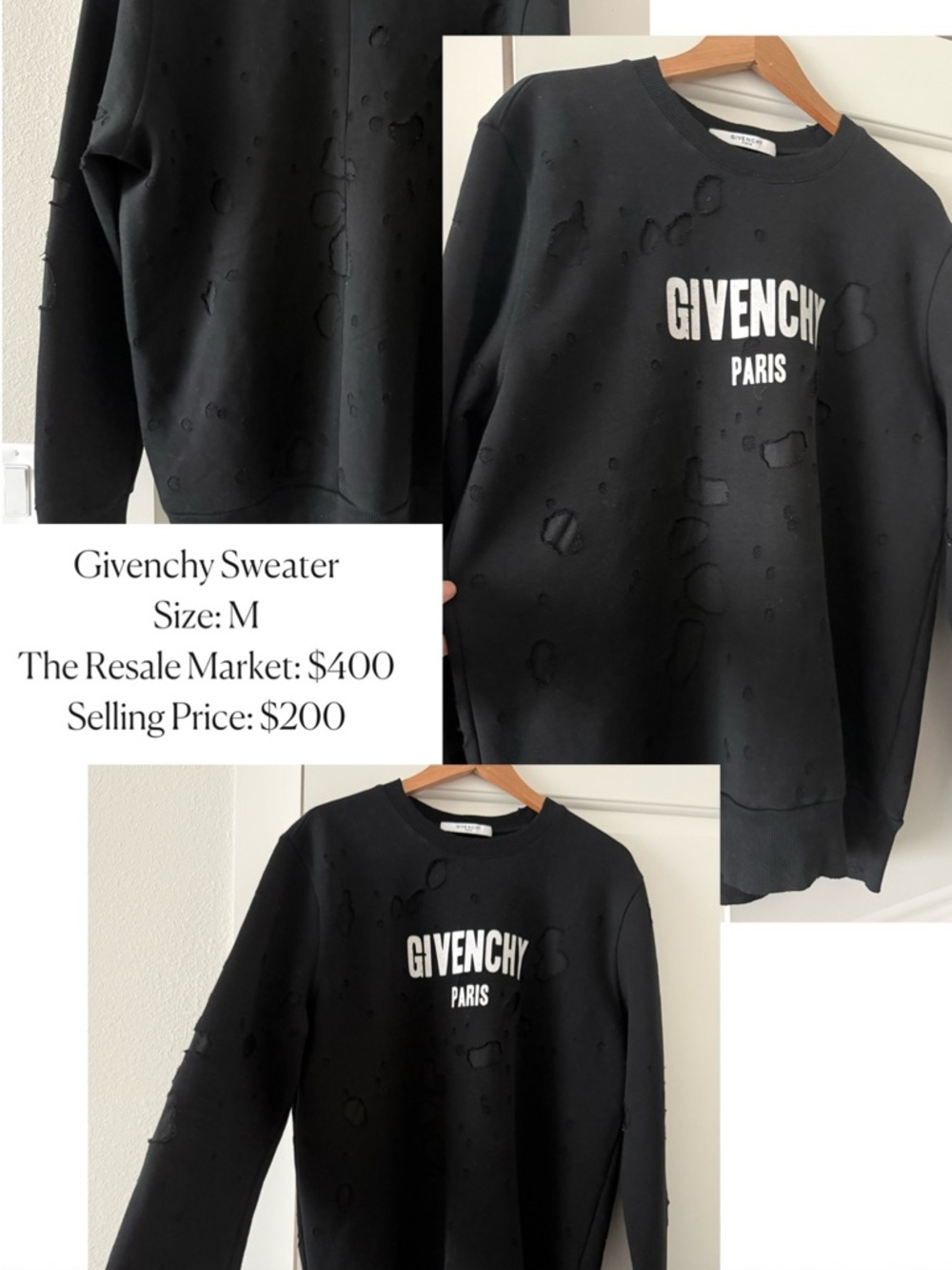 Givenchy Black Crewneck Sweatshirt with White Logo